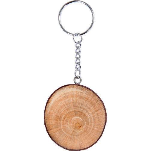 Schlüsselanhänger Mit Runder Rindenscheibe , , 10,00cm x 0,80cm x 4,00cm (Länge x Höhe x Breite), Bild 1