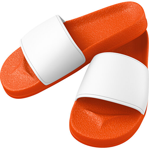 Badelatschen Unisex Individuell Gestaltbar , orange / weiß, PVC, , Bild 1