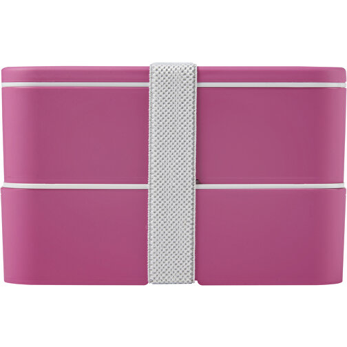 MIYO Doppel-Lunchbox , magenta / magenta / weiß, PP Kunststoff, 18,00cm x 11,30cm x 11,00cm (Länge x Höhe x Breite), Bild 3