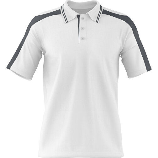 Poloshirt Individuell Gestaltbar , weiss / dunkelgrau, 200gsm Poly / Cotton Pique, XS, 60,00cm x 40,00cm (Höhe x Breite), Bild 1