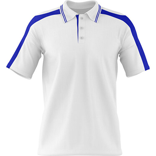 Poloshirt Individuell Gestaltbar , weiss / blau, 200gsm Poly / Cotton Pique, XL, 76,00cm x 59,00cm (Höhe x Breite), Bild 1