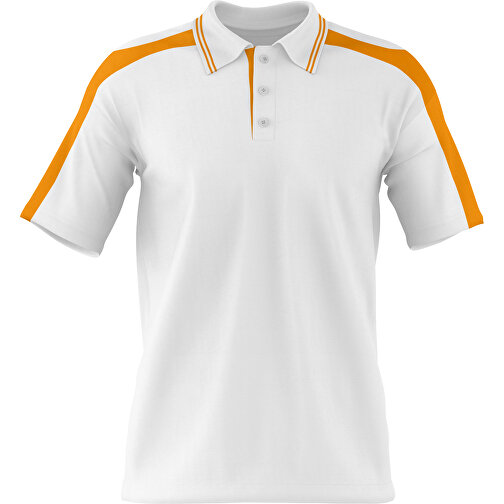Poloshirt Individuell Gestaltbar , weiss / kürbisorange, 200gsm Poly / Cotton Pique, XL, 76,00cm x 59,00cm (Höhe x Breite), Bild 1