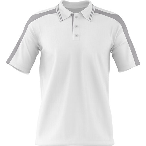 Poloshirt Individuell Gestaltbar , weiss / hellgrau, 200gsm Poly / Cotton Pique, S, 65,00cm x 45,00cm (Höhe x Breite), Bild 1