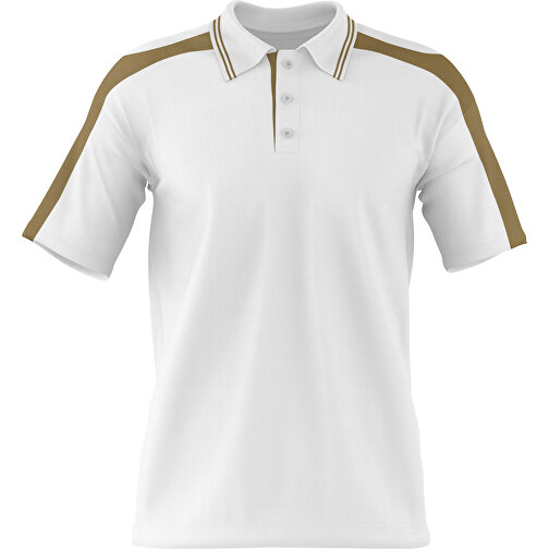 Poloshirt Individuell Gestaltbar , weiß / gold, 200gsm Poly / Cotton Pique, S, 65,00cm x 45,00cm (Höhe x Breite), Bild 1