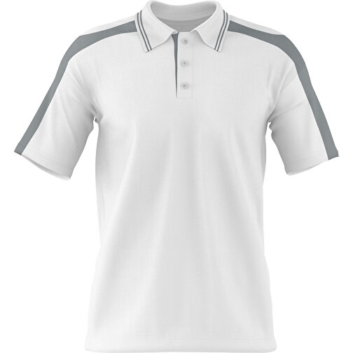 Poloshirt Individuell Gestaltbar , weiß / silber, 200gsm Poly / Cotton Pique, M, 70,00cm x 49,00cm (Höhe x Breite), Bild 1