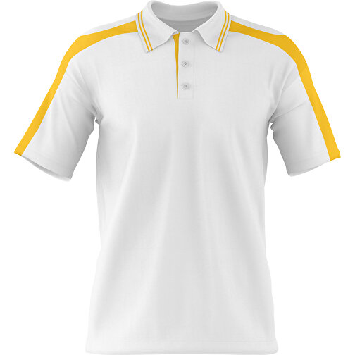 Poloshirt Individuell Gestaltbar , weiß / sonnengelb, 200gsm Poly / Cotton Pique, M, 70,00cm x 49,00cm (Höhe x Breite), Bild 1
