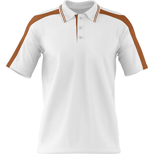 Poloshirt Individuell Gestaltbar , weiß / braun, 200gsm Poly / Cotton Pique, L, 73,50cm x 54,00cm (Höhe x Breite), Bild 1