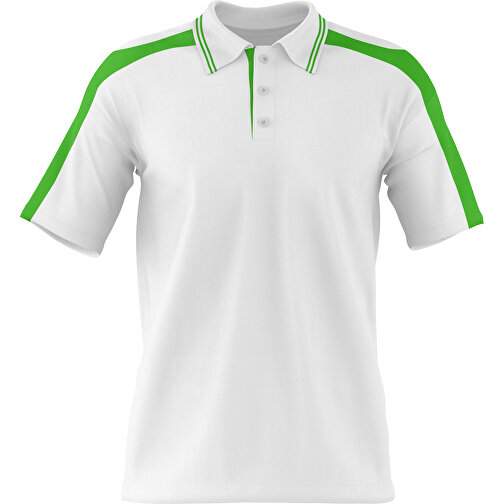 Poloshirt Individuell Gestaltbar , weiß / grasgrün, 200gsm Poly / Cotton Pique, L, 73,50cm x 54,00cm (Höhe x Breite), Bild 1