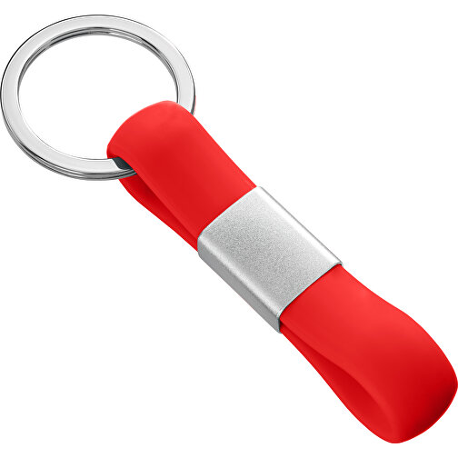 Schlüsselanhänger RE98-HONOLULU , Re98, rot / silber, Aluminium, Silikon, Stahl, 11,30cm x 2,40cm x 3,80cm (Länge x Höhe x Breite), Bild 1