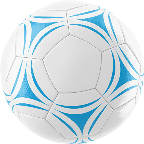 Fußball Platinum 30-Panel-Matchball - Individuell Bedruckt Und Handgenäht , weiß / himmelblau, PU, 4-lagig, , Bild 1
