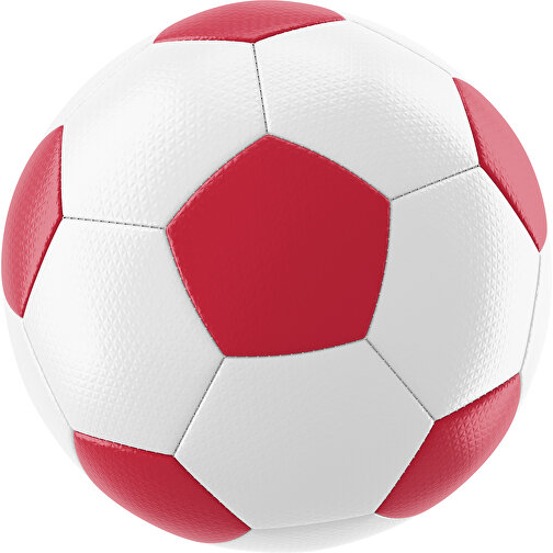 Fußball Platinum 30-Panel-Matchball - Individuell Bedruckt Und Handgenäht , weiß / dunkelrot, PU, 4-lagig, , Bild 1