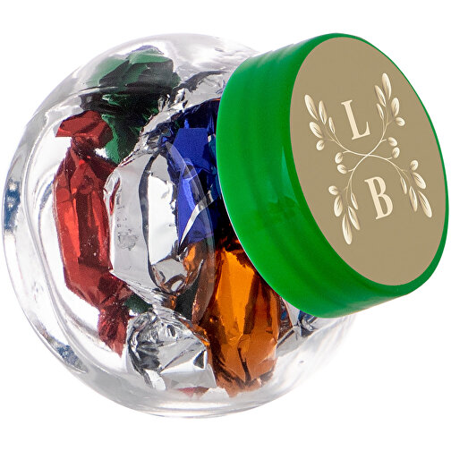 Micro Glaskrug 50 Ml , transparent/grün, Glas, 6,00cm x 5,00cm x 4,00cm (Länge x Höhe x Breite), Bild 1
