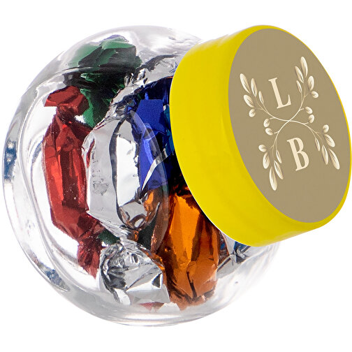 Micro Glaskrug 50 Ml , transparent/gelb, Glas, 6,00cm x 5,00cm x 4,00cm (Länge x Höhe x Breite), Bild 1