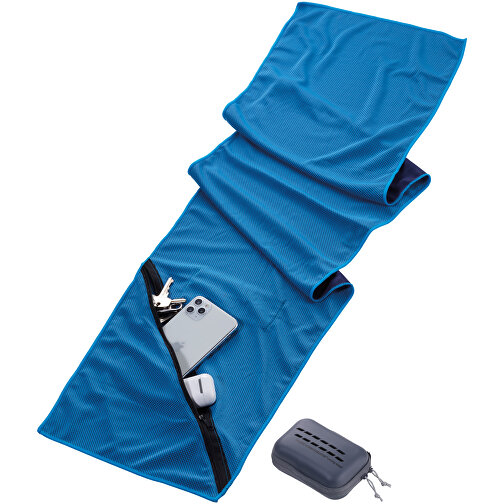 TROIKA Fitness-Handtuch SCHWITZABLEITER Cooling Towel , Troika, grau, hellblau, Mikrofaser, 113,00cm x 0,10cm x 25,00cm (Länge x Höhe x Breite), Bild 1