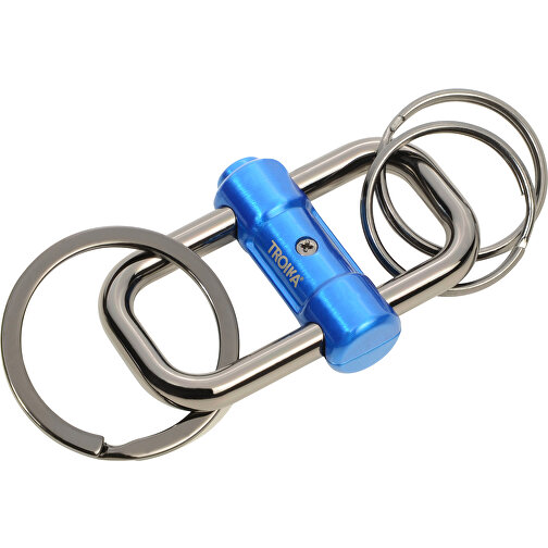 TROIKA Schlüsselanhänger 2-WAY KEY , Troika, blau, gunmetal, Metallguss, 9,50cm x 1,20cm x 3,30cm (Länge x Höhe x Breite), Bild 1