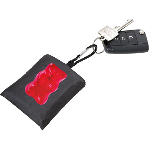 TROIKA Schlüsselanhänger HARIBO HAPPY SHOPPING BAG , Troika, rot, schwarz, Aluminium, rPET, 49,50cm x 0,30cm x 32,00cm (Länge x Höhe x Breite), Bild 2
