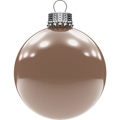 Bola de árbol de Navidad mediana de 66 mm, corona plateada, brillante, Imagen 1