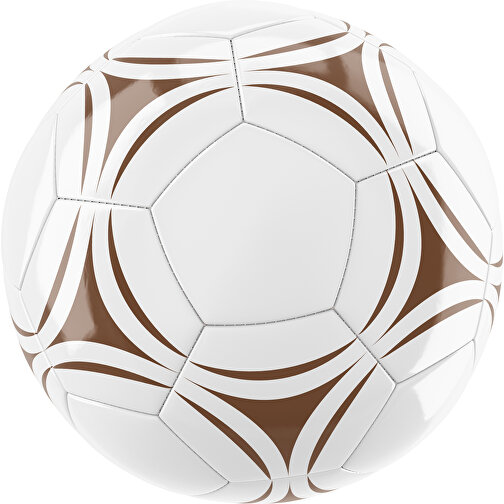 Fußball Gold 32-Panel-Promotionball - Individuell Bedruckt , weiß / dunkelbraun, PU/PVC, 3-lagig, , Bild 1