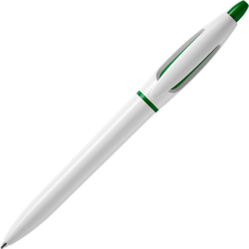 Kugelschreiber S! Hardcolour , weiss / grün, ABS, 13,50cm (Länge), Bild 1