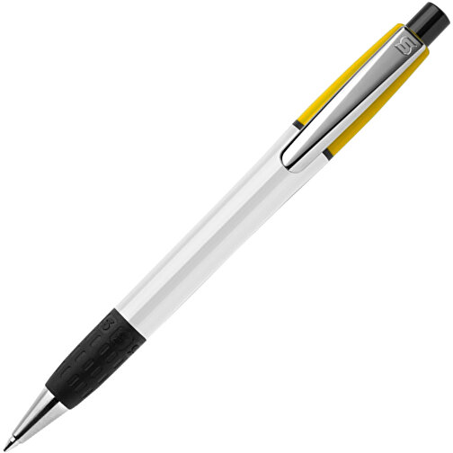 Kugelschreiber Semyr Grip Colour Hardcolour , weiß / gelb, ABS & Metall, 13,70cm (Länge), Bild 1