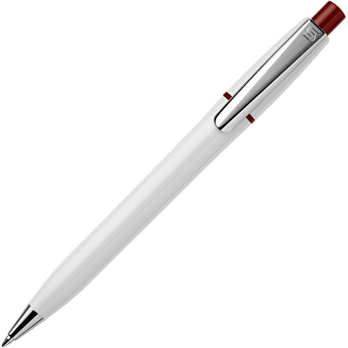 Kugelschreiber Semyr Chrome Hardcolour , weiss / dunkelrot, ABS & Metall, 13,70cm (Länge), Bild 1