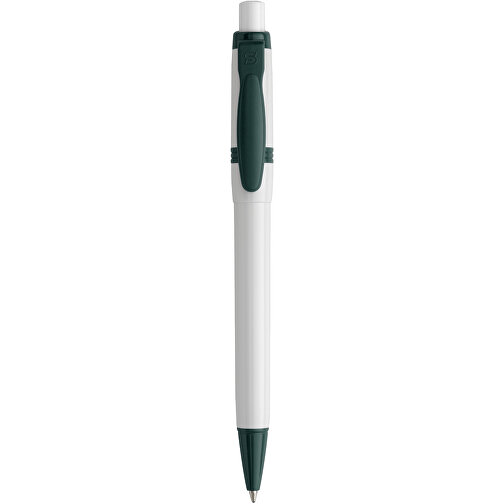 Kugelschreiber Olly Hardcolour , weiß / dunkelgrün, ABS, 13,80cm (Länge), Bild 1