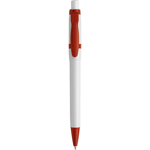 Kugelschreiber Olly Hardcolour , weiss / terra, ABS, 13,80cm (Länge), Bild 1