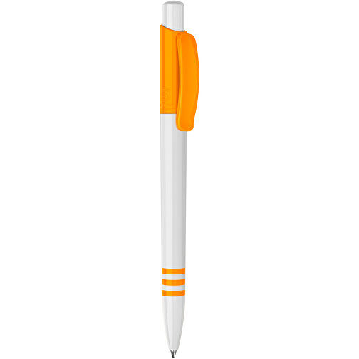 Kugelschreiber Tropic Hardcolour , weiss / orange, ABS, 13,80cm (Höhe), Bild 1