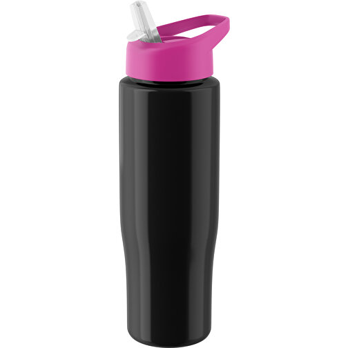 H2O Active® Tempo 700 Ml Sportflasche Mit Ausgussdeckel , schwarz / rosa, PET-Kunststoff, PP-Kunststoff, 23,90cm (Höhe), Bild 1
