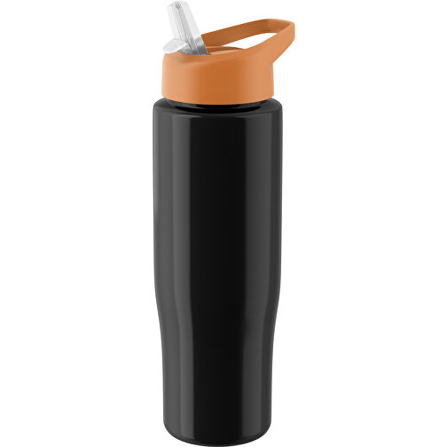 H2O Active® Tempo 700 Ml Sportflasche Mit Ausgussdeckel , schwarz / orange, PET-Kunststoff, PP-Kunststoff, 23,90cm (Höhe), Bild 1