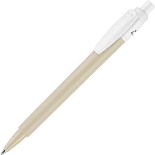 Kugelschreiber Baron 03 Colour Recycled Hardcolour , beige / weiss, Recycled ABS, 13,40cm (Länge), Bild 1