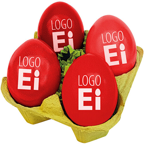 LogoEi 4er-Box - Grün - Rot , rot, Pappe, 11,00cm x 7,00cm x 11,00cm (Länge x Höhe x Breite), Bild 1