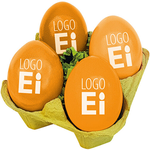 LogoEi 4er-Box - Grün - Orange , orange, Pappe, 11,00cm x 7,00cm x 11,00cm (Länge x Höhe x Breite), Bild 1