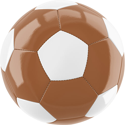 Fußball Gold 32-Panel-Promotionball - Individuell Bedruckt , braun / weiß, PU/PVC, 3-lagig, , Bild 1
