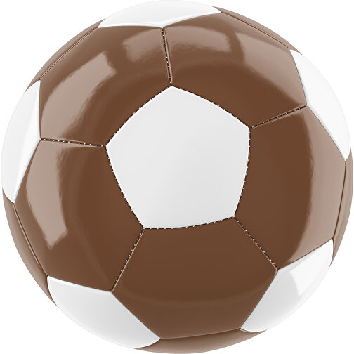 Fußball Gold 32-Panel-Promotionball - Individuell Bedruckt , dunkelbraun / weiß, PU/PVC, 3-lagig, , Bild 1