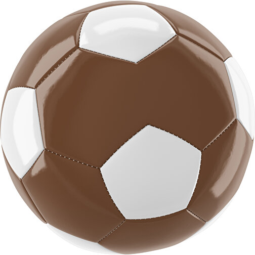 Fußball Gold 30-Panel-Promotionball - Individuell Bedruckt , dunkelbraun / weiß, PU/PVC, 3-lagig, , Bild 1