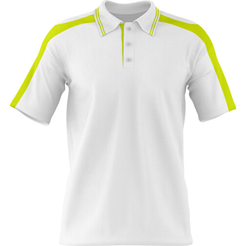 Poloshirt Individuell Gestaltbar , weiss / hellgrün, 200gsm Poly / Cotton Pique, XS, 60,00cm x 40,00cm (Höhe x Breite), Bild 1