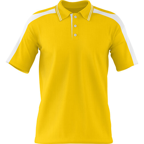 Poloshirt Individuell Gestaltbar , goldgelb / weiß, 200gsm Poly / Cotton Pique, XS, 60,00cm x 40,00cm (Höhe x Breite), Bild 1