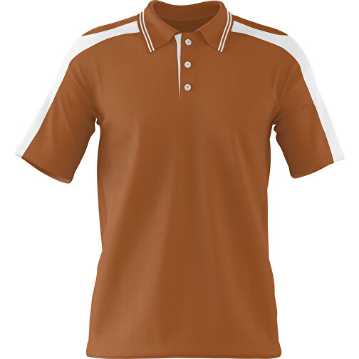 Poloshirt Individuell Gestaltbar , braun / weiß, 200gsm Poly / Cotton Pique, XL, 76,00cm x 59,00cm (Höhe x Breite), Bild 1