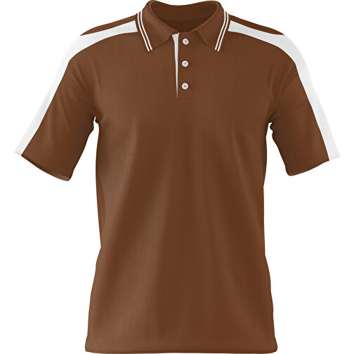 Poloshirt Individuell Gestaltbar , dunkelbraun / weiss, 200gsm Poly / Cotton Pique, XL, 76,00cm x 59,00cm (Höhe x Breite), Bild 1