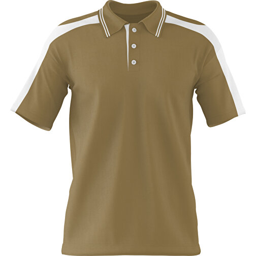 Poloshirt Individuell Gestaltbar , gold / weiss, 200gsm Poly / Cotton Pique, S, 65,00cm x 45,00cm (Höhe x Breite), Bild 1