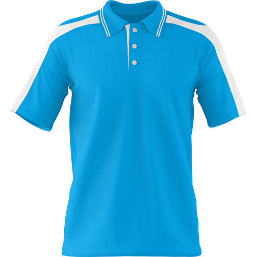 Poloshirt Individuell Gestaltbar , himmelblau / weiß, 200gsm Poly / Cotton Pique, S, 65,00cm x 45,00cm (Höhe x Breite), Bild 1