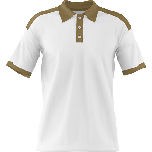 Poloshirt Individuell Gestaltbar , weiß / gold, 200gsm Poly / Cotton Pique, XS, 60,00cm x 40,00cm (Höhe x Breite), Bild 1