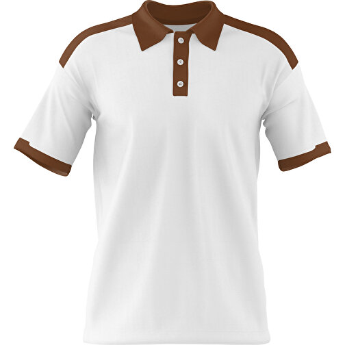 Poloshirt Individuell Gestaltbar , weiß / dunkelbraun, 200gsm Poly / Cotton Pique, XS, 60,00cm x 40,00cm (Höhe x Breite), Bild 1