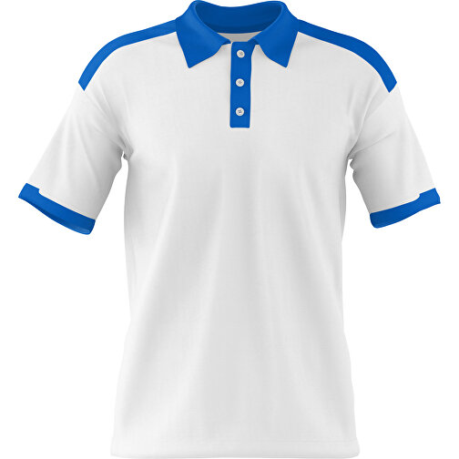 Poloshirt Individuell Gestaltbar , weiß / kobaltblau, 200gsm Poly / Cotton Pique, XS, 60,00cm x 40,00cm (Höhe x Breite), Bild 1