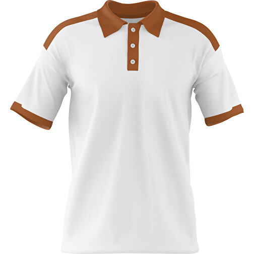 Poloshirt Individuell Gestaltbar , weiß / braun, 200gsm Poly / Cotton Pique, XL, 76,00cm x 59,00cm (Höhe x Breite), Bild 1
