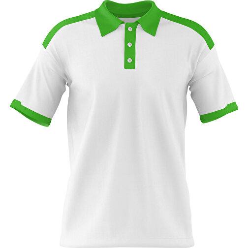 Poloshirt Individuell Gestaltbar , weiss / grasgrün, 200gsm Poly / Cotton Pique, XL, 76,00cm x 59,00cm (Höhe x Breite), Bild 1