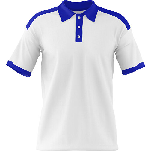 Poloshirt Individuell Gestaltbar , weiss / blau, 200gsm Poly / Cotton Pique, XL, 76,00cm x 59,00cm (Höhe x Breite), Bild 1