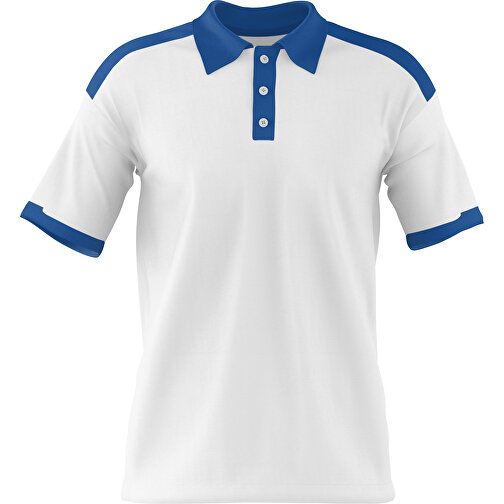 Poloshirt Individuell Gestaltbar , weiss / dunkelblau, 200gsm Poly / Cotton Pique, S, 65,00cm x 45,00cm (Höhe x Breite), Bild 1