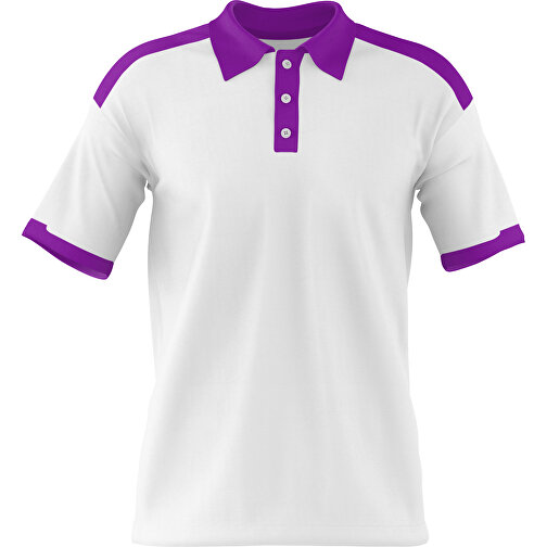 Poloshirt Individuell Gestaltbar , weiss / dunkelmagenta, 200gsm Poly / Cotton Pique, S, 65,00cm x 45,00cm (Höhe x Breite), Bild 1